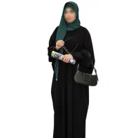 مانتو عبایی پرند اشرفی مشکی (تنوع پارچه) کد 1402
