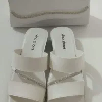 ست کیف و کفش عروس سفید کاملاً نو و استفاده‌نشده
