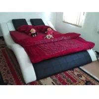 تخت خواب دو نفره چوب و چرم
