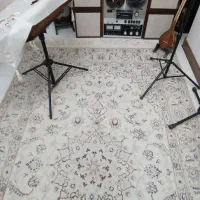 قالیچه ۴ متر کرک گل ابریشم کرم کاشان