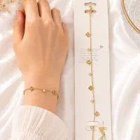 دستبند و پابند استیل نگین‌دار طرح لوزی
