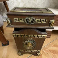 جا دستمال و سطل چوبی