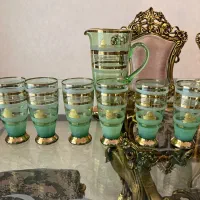 سرویس پارچ و لیوان کریستال طرح طلایی