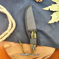 چاقو بوشگرفت فولادی آهنبر دستساز+غلاف برزنتی زنجان