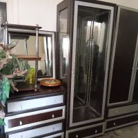 ست سه تیکه کمد ویترین و دراور با آبینه