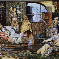 تابلو فرش دستباف چله ابریشم ۶۰ رج حرمسرا ۱۲۰ *۱۷۰
