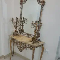 اینه وکنسول وشمعدان برنجی با اب طلا