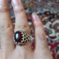 انگشتر نقره مردانه عقیق قرمز لانه زنبوری ۱۰ گرم