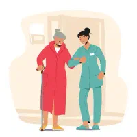 پرستار دائمی خانم برای خانم سالمند سالم
