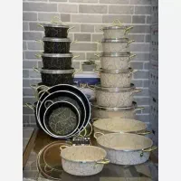 قابلمه ۱۵ پارچه ماربل کوشا دسته طلایی