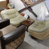 سه عدد مبل چرمی خارجی راحتی در حد نو