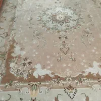 فرش ۱۲ متری  زمرد مشهد کرم رنگ    دوتخته