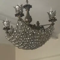 لوستر پر کریستال شامپاینی برنجی