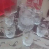 پارچ و۶لیوان گل برجسته آرکوروک لومینارک فرانسه