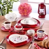 سرویس صبحانه خوری کرامیکا قلبی قرمز