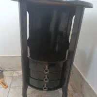 میز تلفن گرد دو کشو طرح اپل