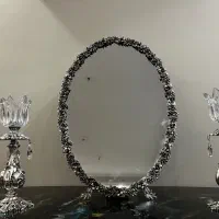 آینه و شمع دان با روکش نقره