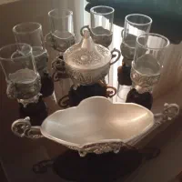 سرویس چایخوری کریستال پایه سیلور