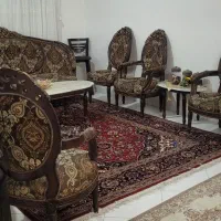 مبل استیل سلطنتی ۳ گل فرانسوی ۹ نفر همراه میزسنگی