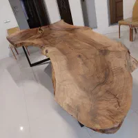 میز ۳ متری ۱۳ نفره چوب گردو روستیک