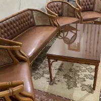 مبل چرم چوب گردو 7نفره
