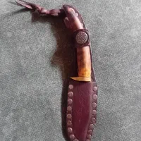 چاقو دسته شاخ غلاف چرم طبیعی