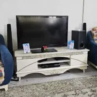 میز تلوزیون سی ان سی شده سفید استخونی