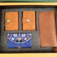 ست کیف پول و جاکارتی چرم و کیف پول زنانه تکی