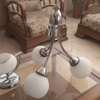 لوستر ۳ شاخه و لوستر دیواری استیل سالم و تمیز
