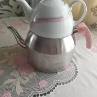 کتری استیل با قوری چینی