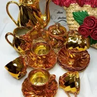 صبحانه خوری تمام طلایی هفده پارچه قدیمی نوستالژی