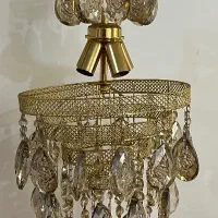 دو عدد لوستر اشکی طبقاتی طلایی