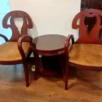 صندلی لهستانی قدیمی ومیزگرد ست دونفره