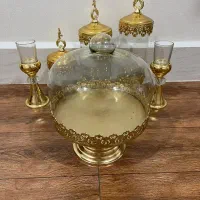 ست دکوری طلایی استند کیک، شمعدانی، کندی