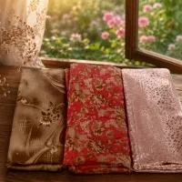 سه تیکه پارچه  ساتن ونخ  نو