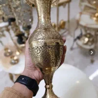 یک جفت گلدان برنز هندی طرح طاووس