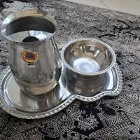 پارچ استیل و سینی زیرسماوری و کاسه