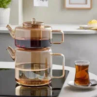 کتری قوری شیشه‌ای شعله مستقیم.ترک اصل