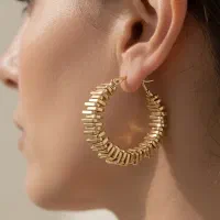 گوشواره حلقه‌ای استیل با آبکاری رادیومی