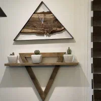 ساعت دیواری چوبی دو تکه مثلث