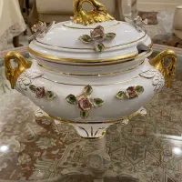 سوپ خوری چینی با گلهای برجسته