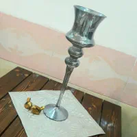 گلدان شیشه ای نقره ای طرح شمعدانی