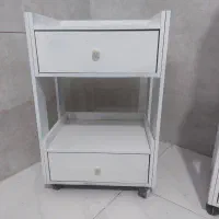 ترولی چوبی ۲ عدد رنگ سفید