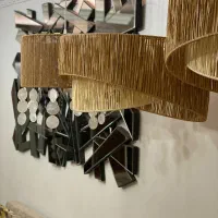 لوستر مکرومه رافیا دیوار کوب و پرده مکرومه رافیا