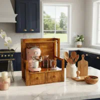 استند کشو دار چوبی اشپزخانه (کافی بار رومیزی )