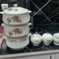 سوپخوری چینی وقندان چینی و چنگال ۲۴عدد