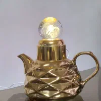 قوری طلایی چراغ خواب گردان و چرخشی ارسال رایگان