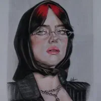 طراحی چهره  سیاه قلم و مداد رنگی