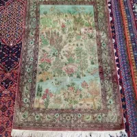 فرش تمام ابریشم قدیمی دوره قاجار طرح صفویه