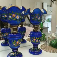 چراغ نفتی قدیمی دو پوسته با گل برجسته